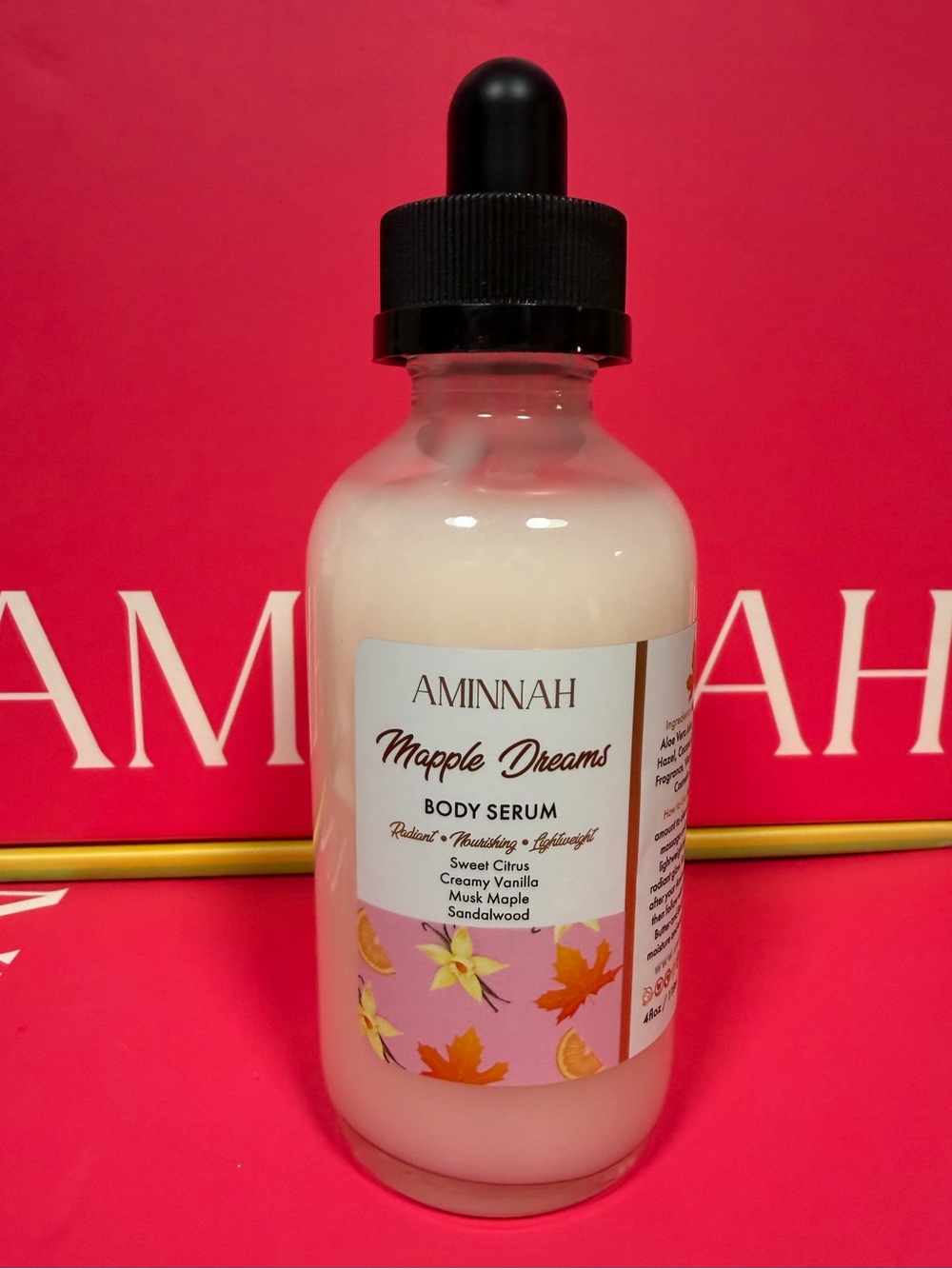 Aminnah “Mapple Dreams” Body Serum 4 oz Maple Vanilla Fall Scent
